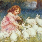 Girl Feeding Rabbits