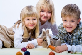Kids with rabbit